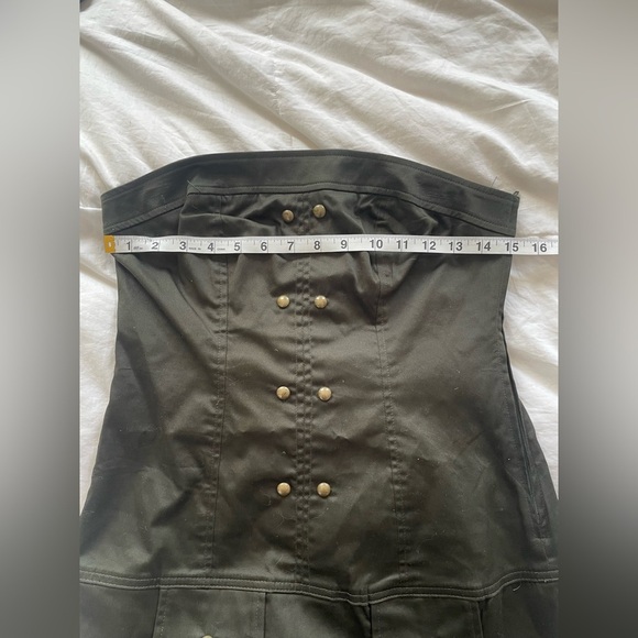 Vintage inspired Military style olive green strapless mini dress “True Love” | M - Picture 9 of 9